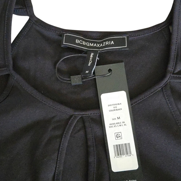 BCBGMAXAZRIA Black Cutout Keyhole Long Sleeve Top Size Medium - Picture 7 of 8